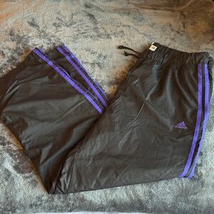 Adidas women’s Black and Purple Track Pants